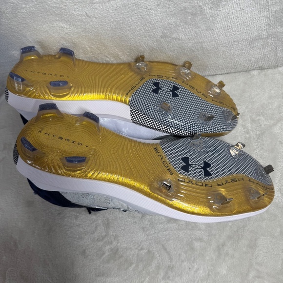 UNDER ARMOUR Cleats Mens Sz 13 HARPER 8 LOW ST METAL BASEBALL WHITE/NAVY BLUE - Picture 8 of 9